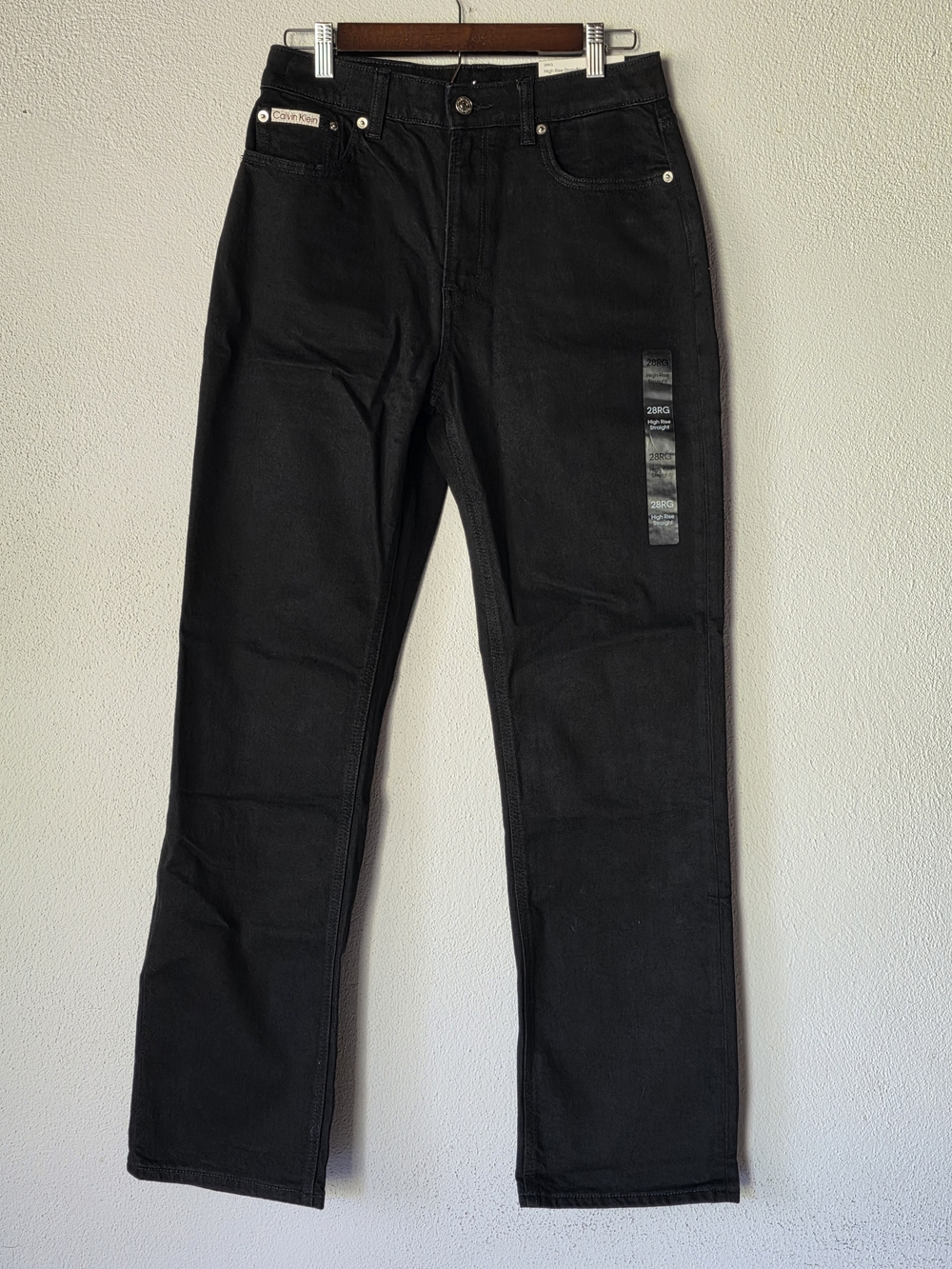 NWT Calvin Klein High Rise Straight Leg Jeans Black Size 28RG